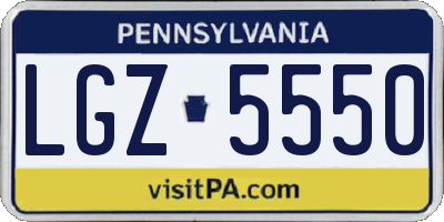 PA license plate LGZ5550