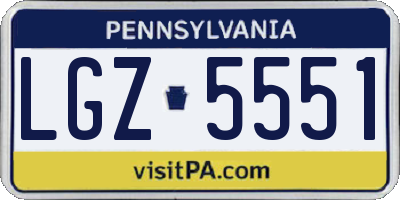 PA license plate LGZ5551