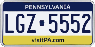 PA license plate LGZ5552