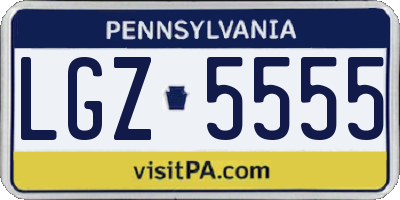 PA license plate LGZ5555
