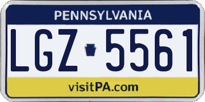 PA license plate LGZ5561
