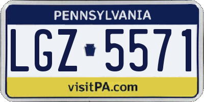 PA license plate LGZ5571