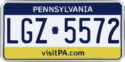 PA license plate LGZ5572