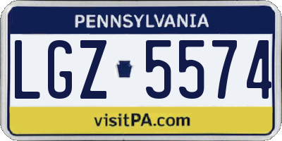 PA license plate LGZ5574
