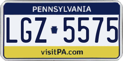PA license plate LGZ5575