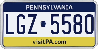 PA license plate LGZ5580