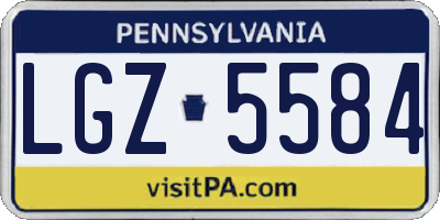 PA license plate LGZ5584