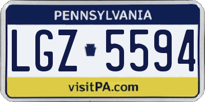 PA license plate LGZ5594