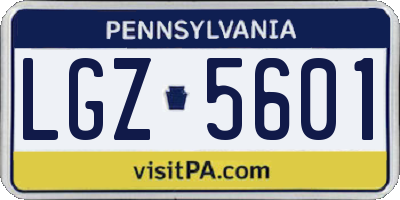 PA license plate LGZ5601