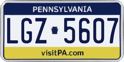 PA license plate LGZ5607