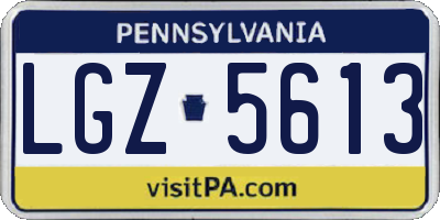 PA license plate LGZ5613