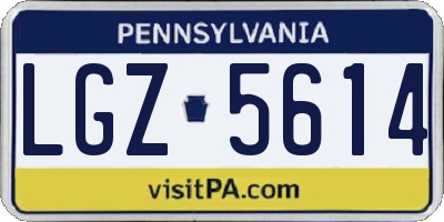 PA license plate LGZ5614
