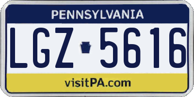 PA license plate LGZ5616