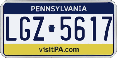 PA license plate LGZ5617
