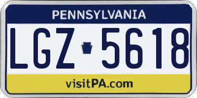 PA license plate LGZ5618