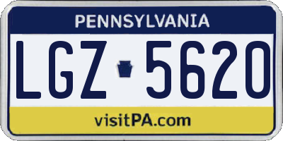 PA license plate LGZ5620