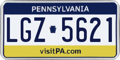 PA license plate LGZ5621