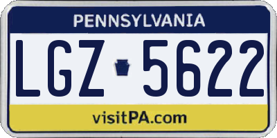 PA license plate LGZ5622