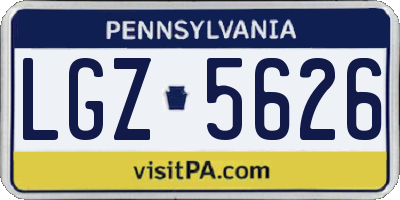 PA license plate LGZ5626