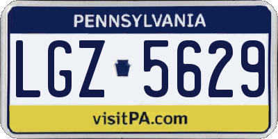PA license plate LGZ5629