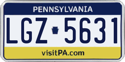 PA license plate LGZ5631