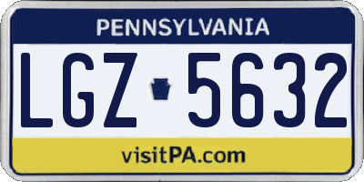 PA license plate LGZ5632