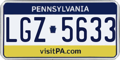 PA license plate LGZ5633