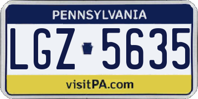 PA license plate LGZ5635