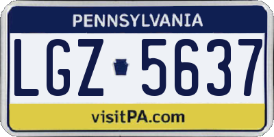 PA license plate LGZ5637