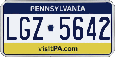 PA license plate LGZ5642