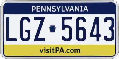 PA license plate LGZ5643