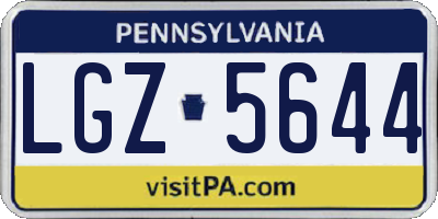 PA license plate LGZ5644