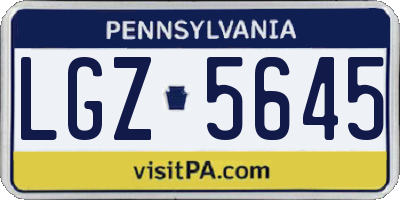 PA license plate LGZ5645