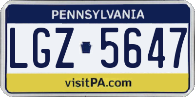 PA license plate LGZ5647