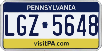 PA license plate LGZ5648