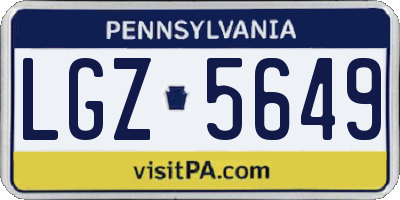 PA license plate LGZ5649