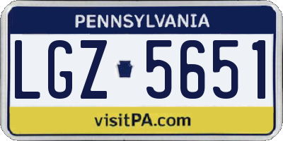 PA license plate LGZ5651