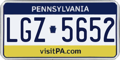 PA license plate LGZ5652