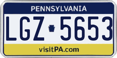 PA license plate LGZ5653