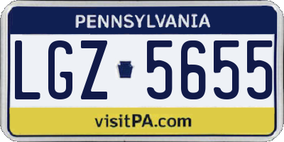 PA license plate LGZ5655