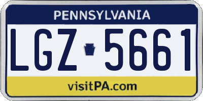 PA license plate LGZ5661