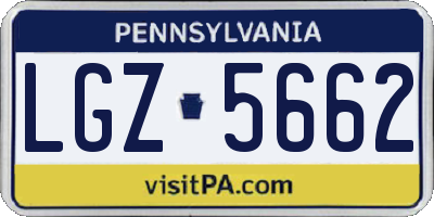 PA license plate LGZ5662