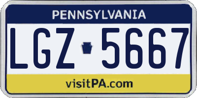 PA license plate LGZ5667