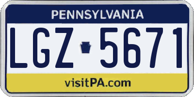 PA license plate LGZ5671