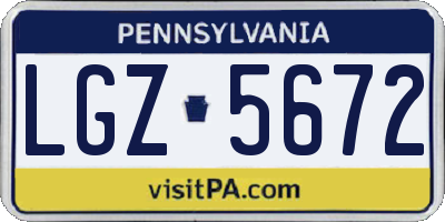 PA license plate LGZ5672