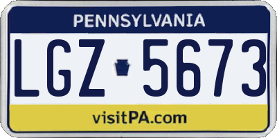 PA license plate LGZ5673