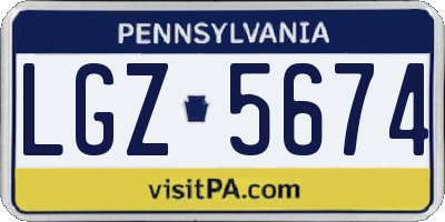 PA license plate LGZ5674