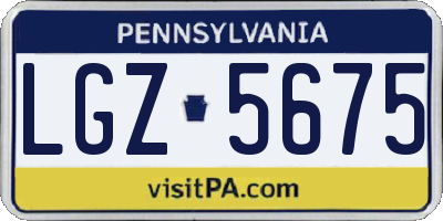 PA license plate LGZ5675