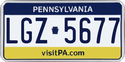 PA license plate LGZ5677