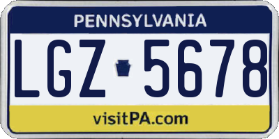 PA license plate LGZ5678